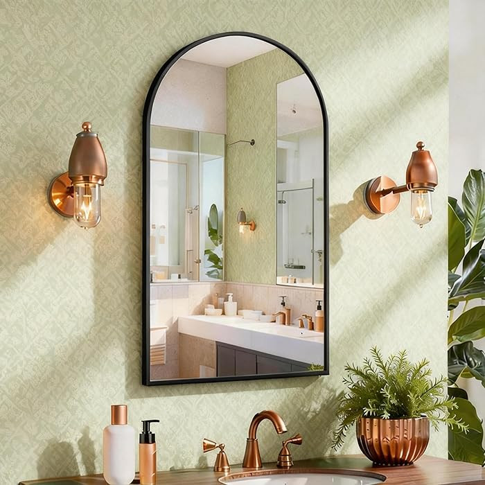 CIRCUMI Arched Wall Mirror, 20"x40" Black Arched Mirror with Tempered Glass, Metal Frame, Large S... | Amazon (US)