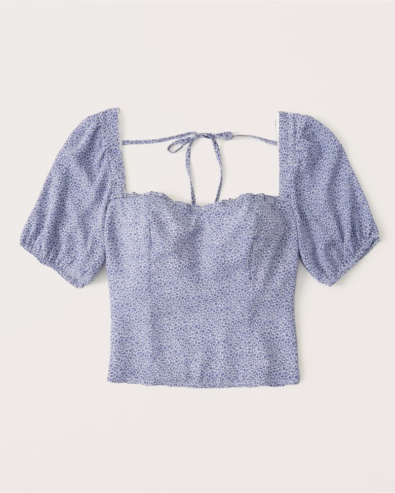 Puff Sleeve Squareneck Top | Abercrombie & Fitch (US)