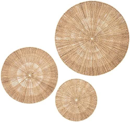 Artera Home Wicker Wall Decor- Set of 3 Oversized Woven Seagrass Wall Plaques, Unique Wall Art for a | Amazon (US)