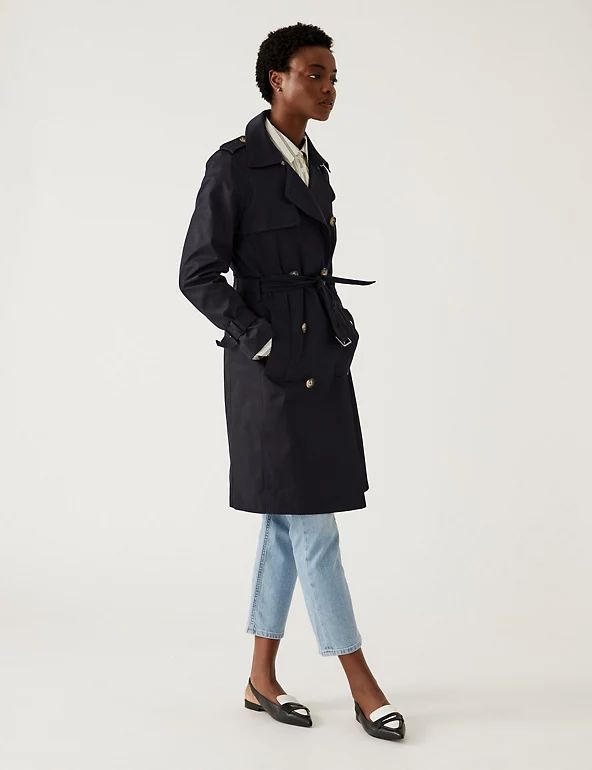Double Breasted Trench Coat with Recycled Polyester | M&S Collection | M&S | Marks & Spencer (UK)