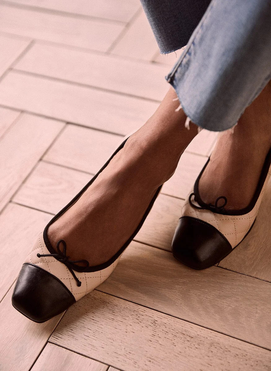 Neutral Leather Ballet Pumps | Mint Velvet