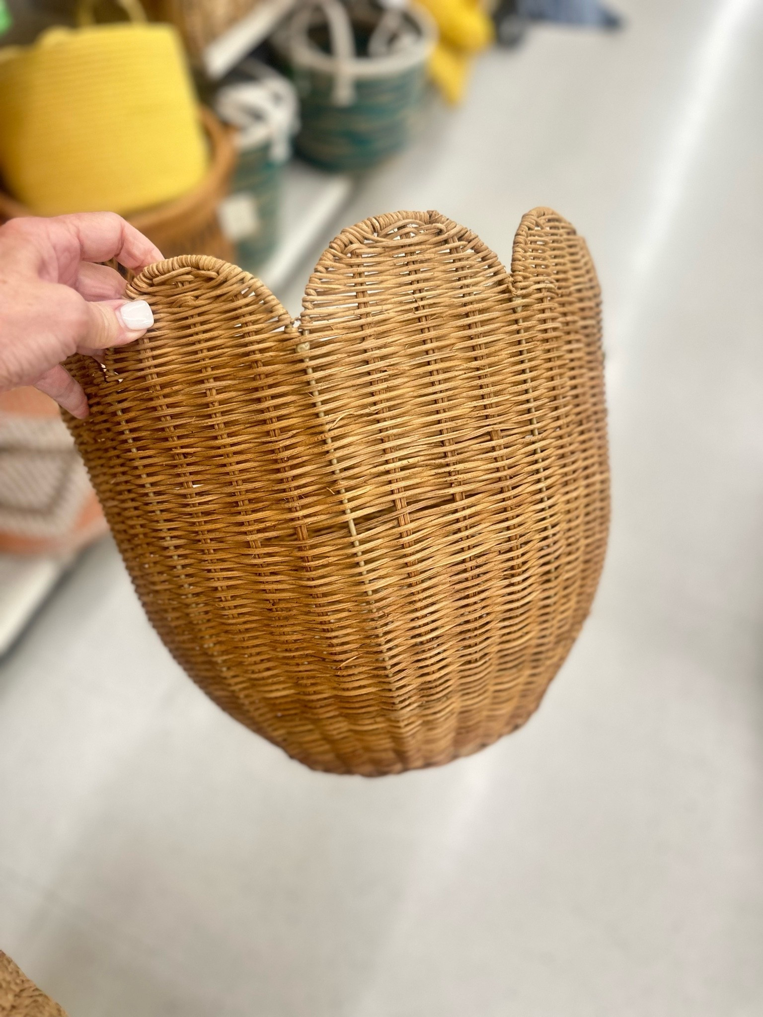 I love this cute scalloped basket!

It is much larger in person than it looks here. Almost 16” tall x 13” wide.

It would make the cutest planter basket or large wastebasket. 

home decor • scalloped woven planter basket • cottage style

#LTKHome #LTKSeasonal