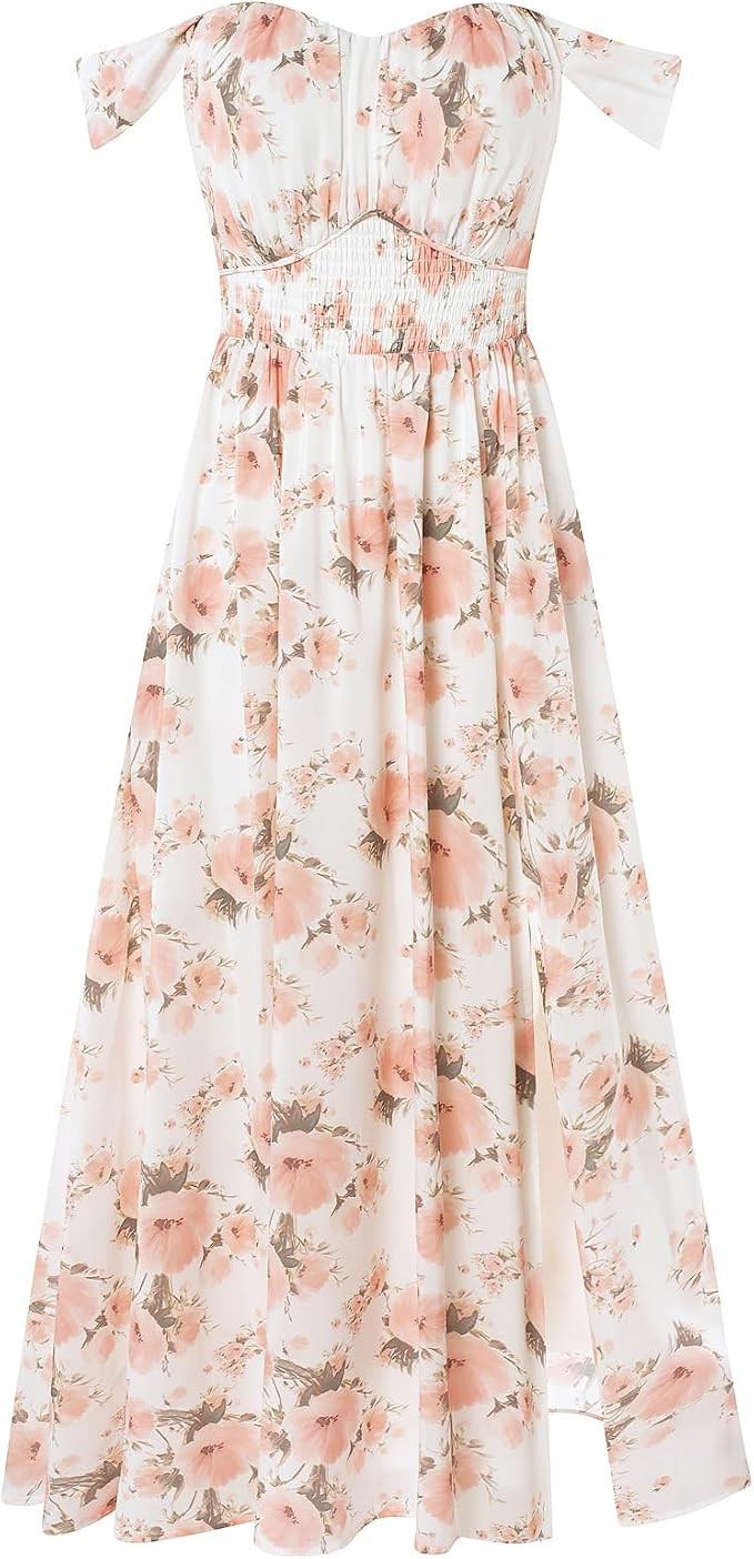 GRACE KARIN 2026 Women's Summer Floral Wedding Guest Dress,Beach Flowy A Line Maxi Off Shoulder B... | Amazon (US)