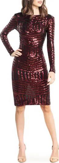 Emery Sequin Stripe Long Sleeve Cocktail Dress | Nordstrom