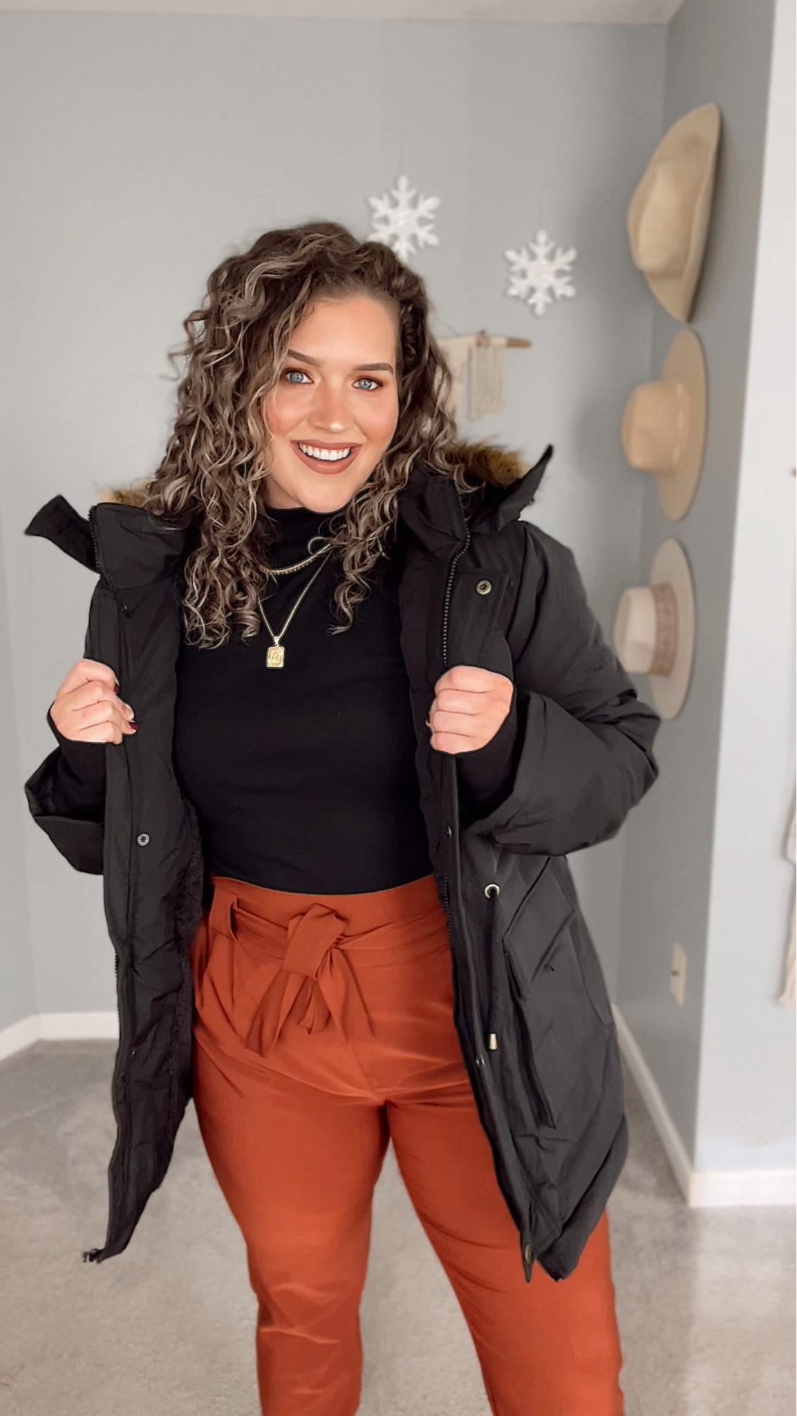 Midsize business casual winter outfit ❄️👩🏼‍💼💼 
Coat: XL
Top: XL
Pants: XL 
#midsizeoutfits #businesscasual #officeoutfit #workpants #slacks #coat #wintercoat #blouse #longsleeve #puffsleeve #jacket #parka #affordablefashion #ootd #outfitideas #styleinspo #goldjewlery 

#LTKCyberweek #LTKworkwear #LTKcurves