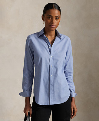 Women's End-On-End Stretch Slim Fit Cotton Shirt | Macy's