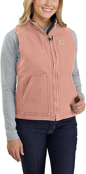 Carhartt Women's Relaxed Fit Washed Duck Sherpa-Lined Mock-Neck Vest | Amazon (US)