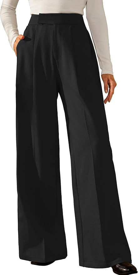 Arach&Cloz Women's Wrinkle-Free Pleated High Waisted Business Casual Wide Leg Dress Pants 2026 | Amazon (US)