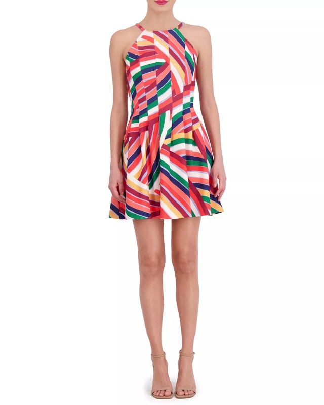 Vince Camuto Printed Pleated Fit-and-Flare Dress | Vince Camuto