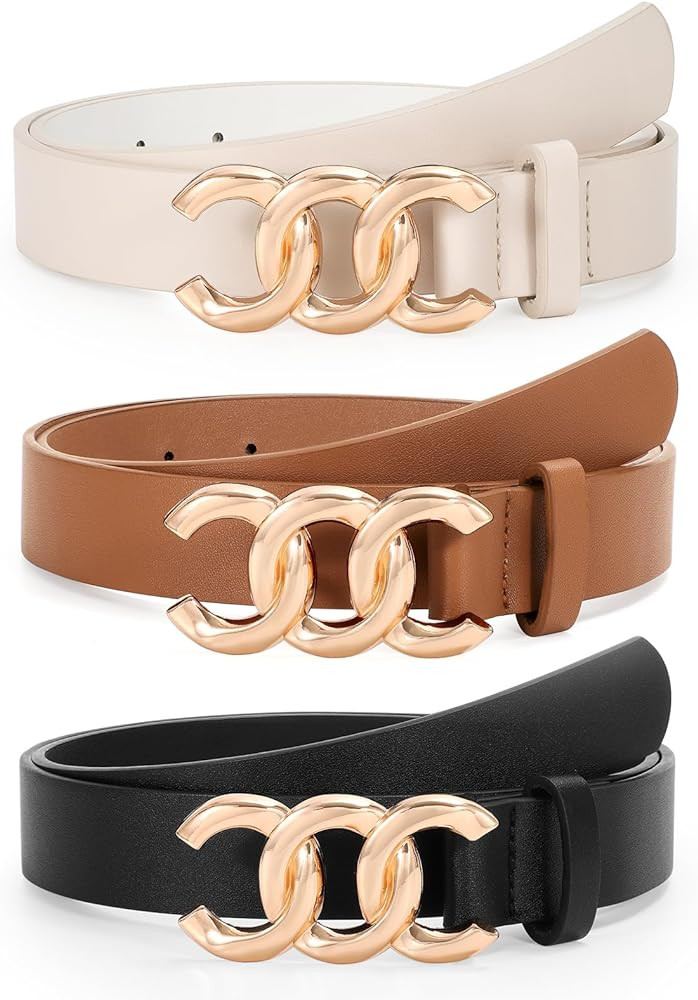 3 Pack Women's Belts for Jeans Pants Fashion Waist Belts for Ladies Leather Belts | Amazon (US)