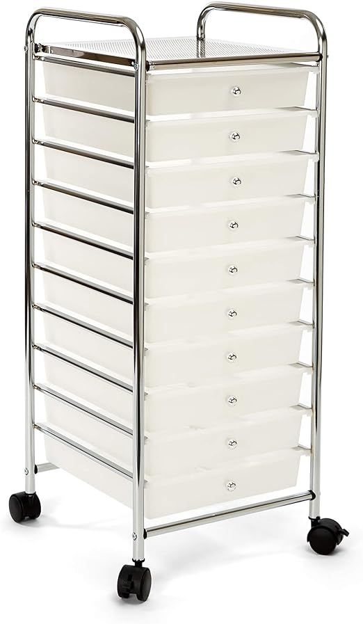 Seville Classics Large 10-Drawer Multipurpose Mobile Rolling Utility Storage Organizer Cart, Whit... | Amazon (US)