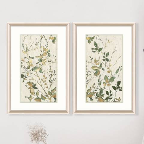 Golden Green Branches 20"W x 32"H Framed Art Set of 2 - #9102K | Lamps Plus | Lamps Plus