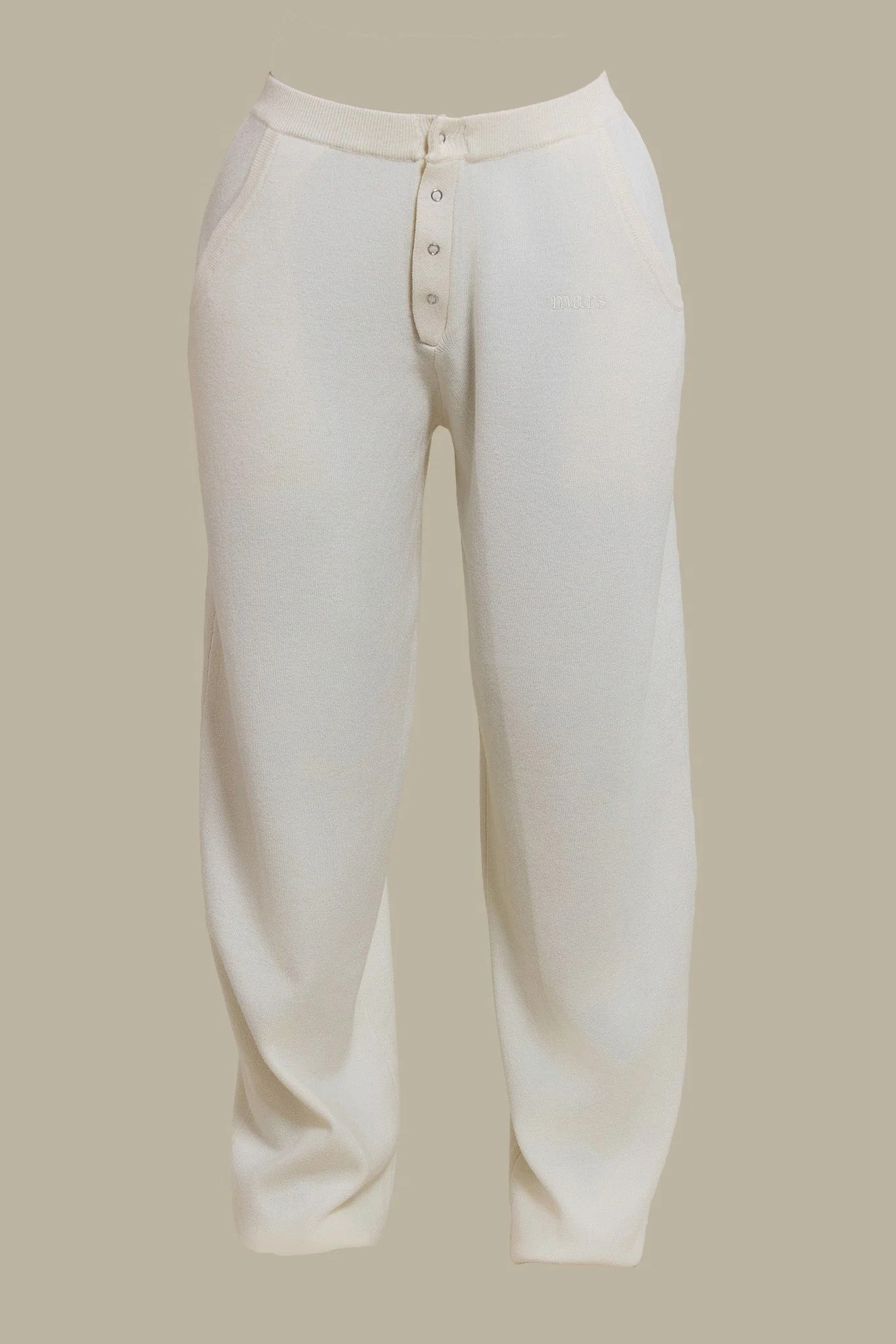 The Knit Button Up Joggers in Cream | Mars The Label