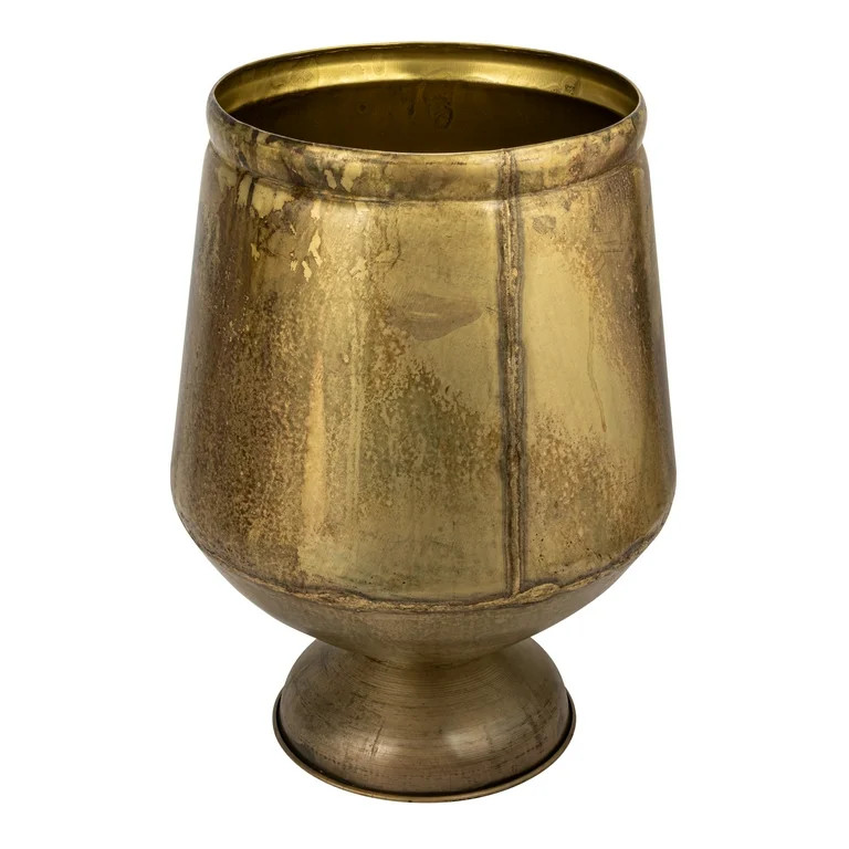 Creative Co-Op Round Metal Footed Planter, Antique Brass Finish | Walmart (US)