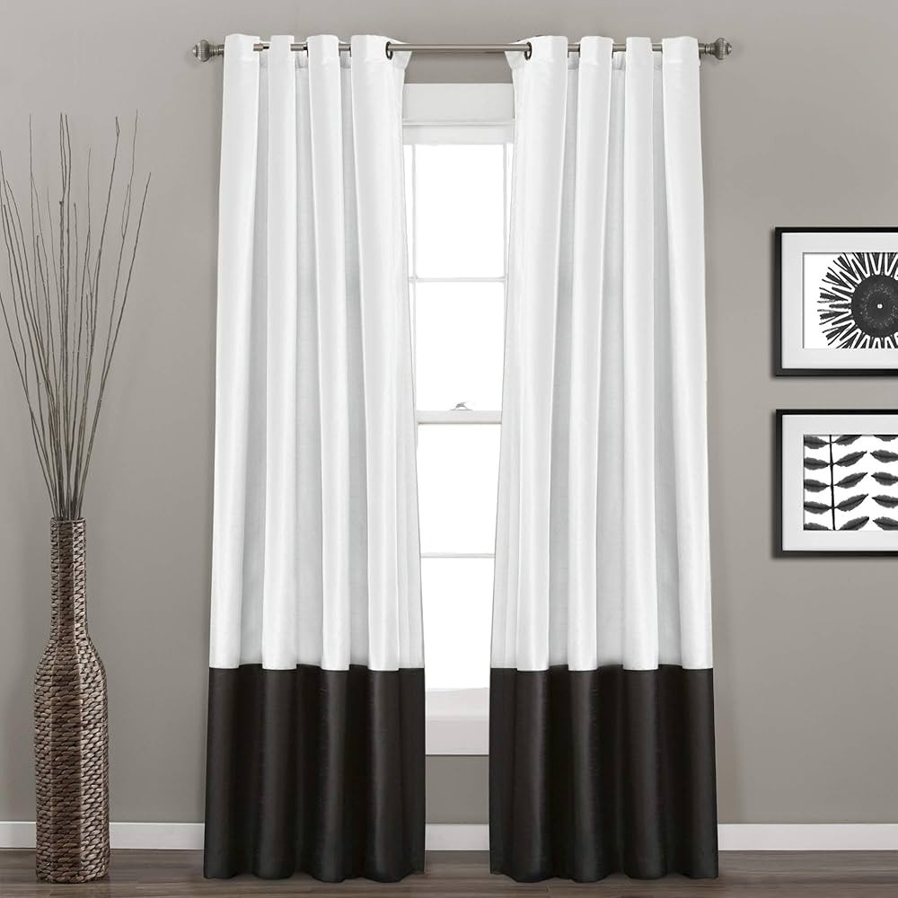 Lush Decor Prima Window Curtain Panel Pair, 108" L x 54" W, Black & White | Amazon (US)