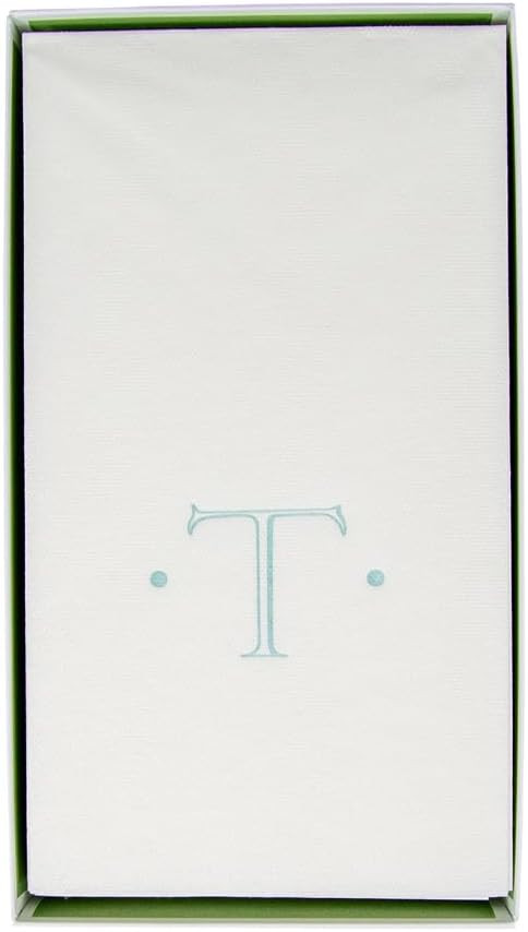 Caspari Antique Robin's Egg Single Initial Guest Towel Napkins in Letter T-Pack of 24 | Amazon (US)