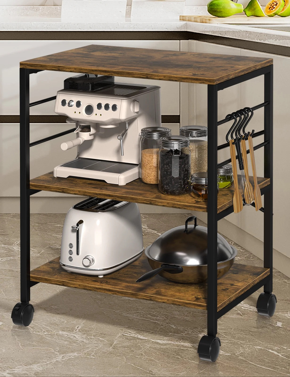 3-Tier Kitchen Cart Baker's Rack Multifunction Rolling Microwave Oven Stand Utility Storage Shelf... | Walmart (US)