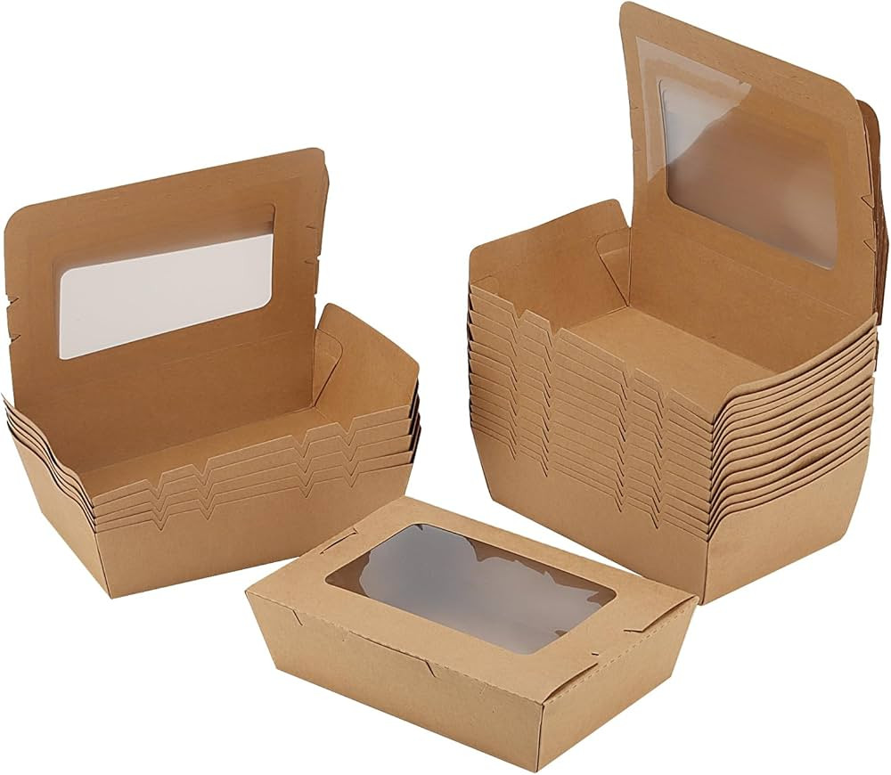 40 Pcs 40oz Take Out Food Containers, 1200ml Kraft Lunch Box with Window, Kraft Brown Food Boxes,... | Amazon (US)
