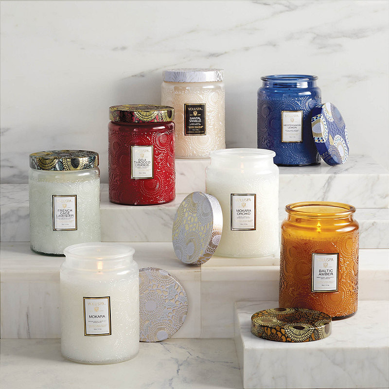 Voluspa Embossed Glass Candle - Mediterranean Lemon - Frontgate | Frontgate