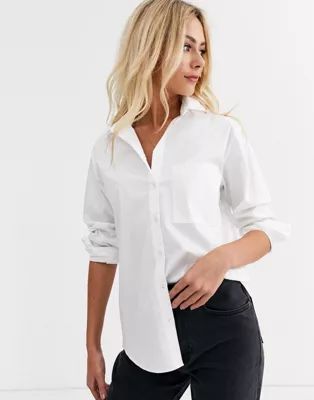 New Look button through pocket shirt in white | ASOS (Global)