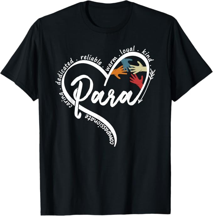 Para Heart Teacher Paraprofessional Paraeducator T-Shirt | Amazon (US)