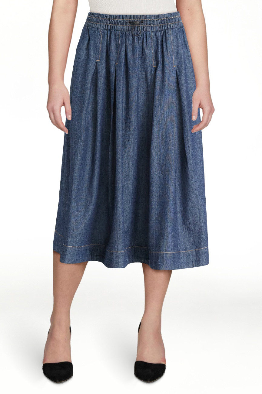 Free Assembly Women's Pull On Pleated Denim Maxi Skirt, Sizes XS-XXL | Walmart (US)