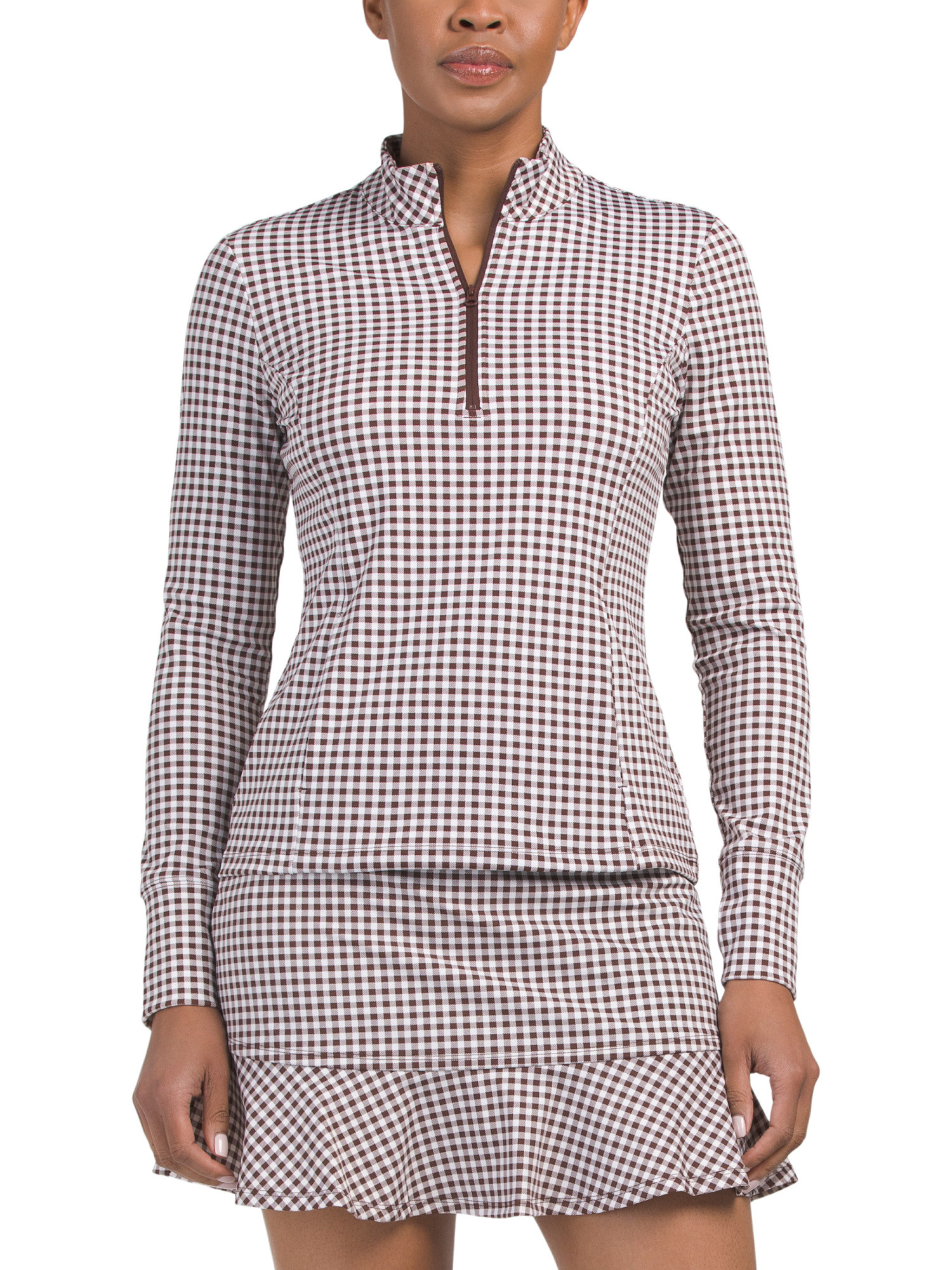 Quarter Zip Long Sleeve Jacket And Ruffle Hem Flounce Skort Collection | TJ Maxx