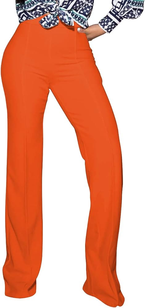 PINSV Women's High Waisted Stretchy Bootcut Pull On Dress Pants Casual Work Pants | Amazon (US)