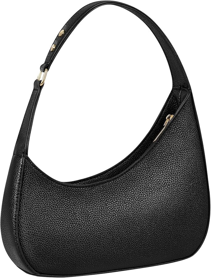 Shoulder Bag for Women, Small Black Purse PU Leather Handbag, Trendy Crescent Clutch with Zipper,... | Amazon (US)