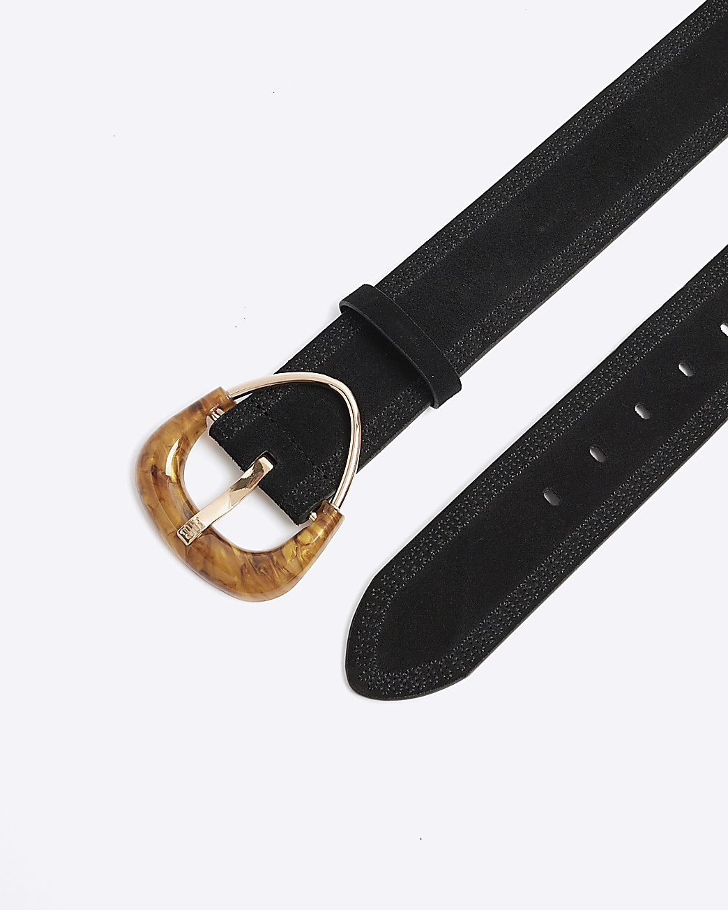 Black Suede Resin Buckle Belt | River Island (UK & IE)