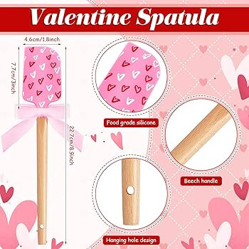 3 Pcs Valentine Silicone Spatulas with Wooden Handles Valentine Pattern Heat Resistant Baking Sil... | Amazon (US)