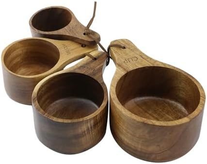 4PCS/Set Wooden Measuring Cup and Measuring Spoon Kit for Baking Cooking Spice Coffee Tea Milk Po... | Amazon (US)