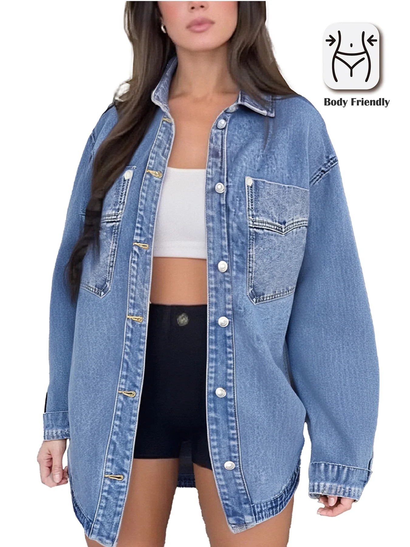 PAOLA RIBONI Womens Denim Jacket Wash Jean Jacket Coats with Pockets | Walmart (US)