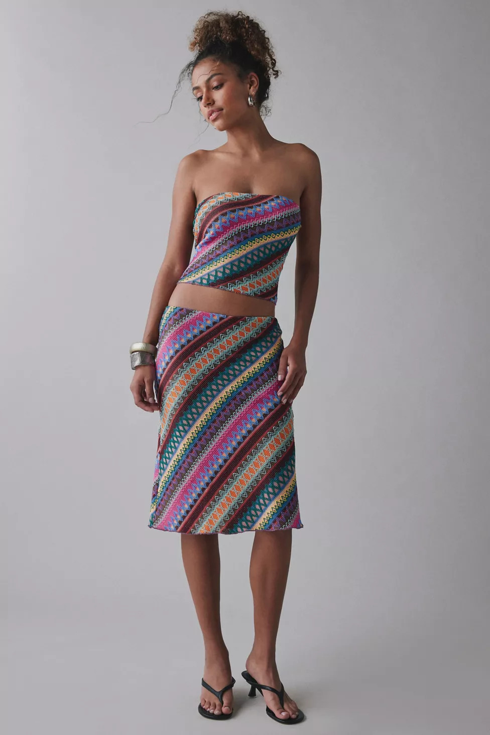 UO Ziggy Embroidered Knit Tube Top + Midi Skirt Set | Urban Outfitters (US and RoW)