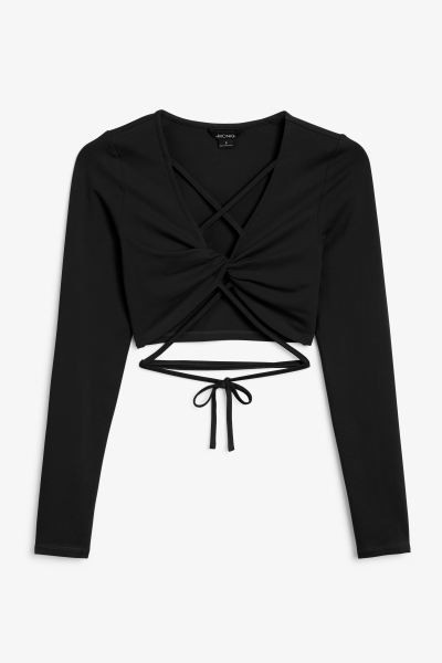 Cropped top with tie front | H&M (UK, MY, IN, SG, PH, TW, HK)