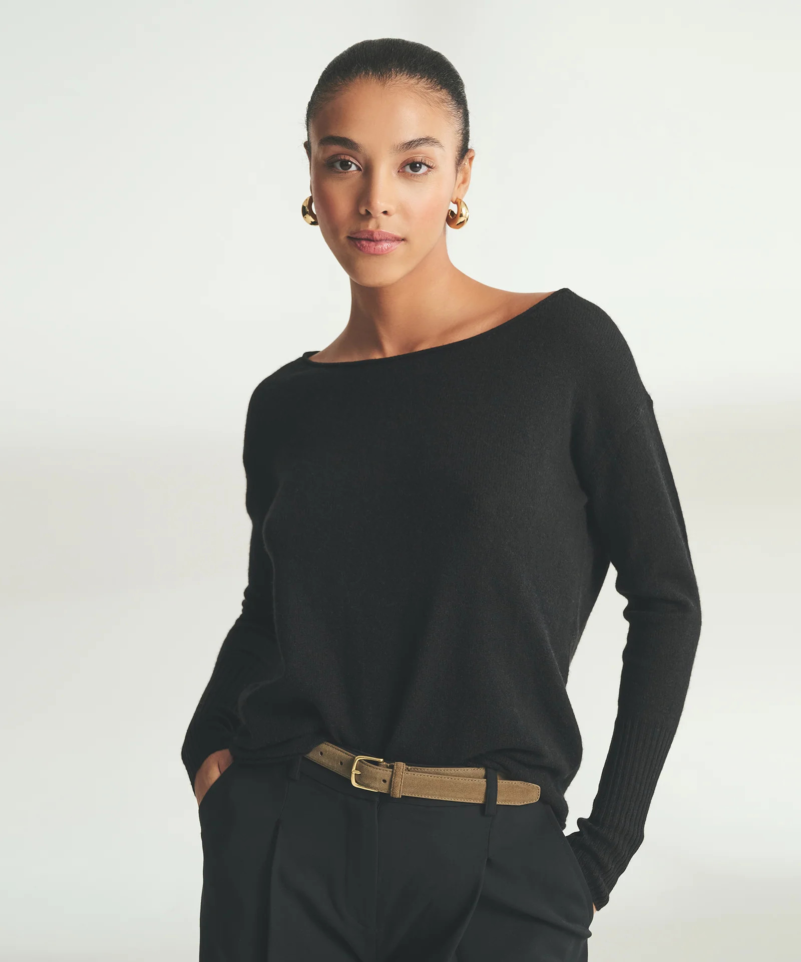Lightweight Cashmere Boatneck Sweater | NAADAM