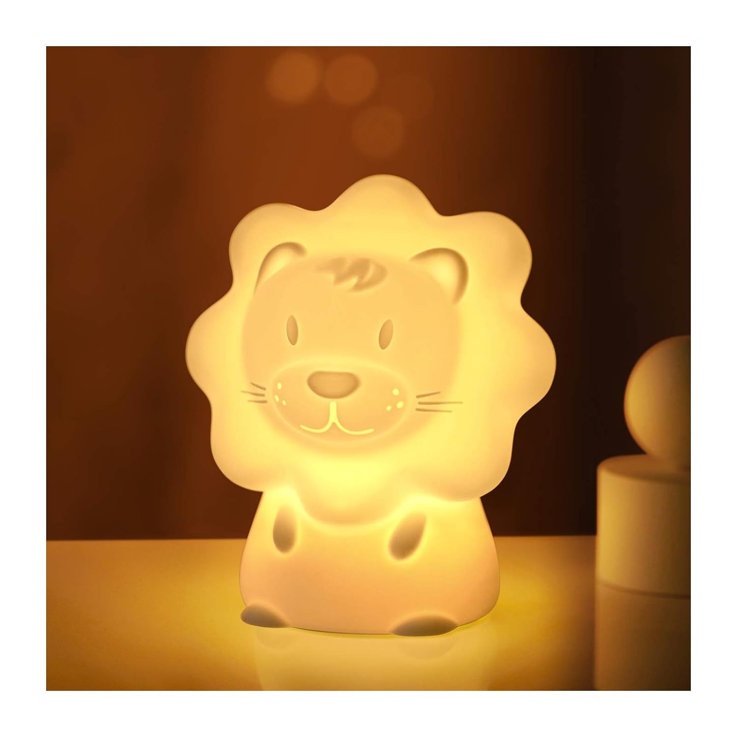 JADENS Cute Night Light for Kids – Paint Free Silicone Lion LED Nightlight, Nursery Lamp with T... | Amazon (US)