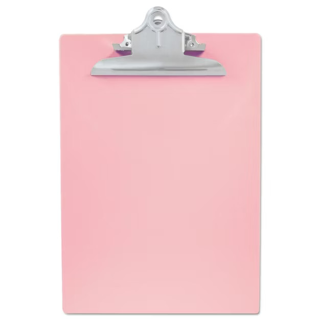 Saunders Recycled Plastic Clipboard with Ruler Edge 1" Clip Cap 8 1/2 x 12 Sheets Pink 21800 | Target