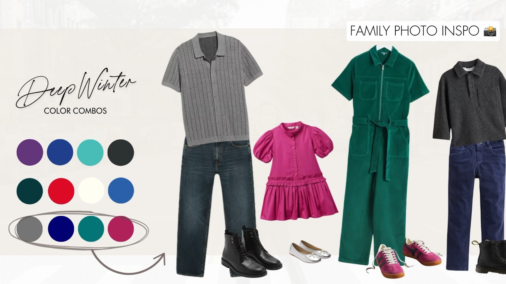 Navigating family photos can sometimes feel like a maze😅. There's nothing wrong with taking a more laid back approach!

You can never go wrong with denim and casual jumpsuits/dresses 👏

Want to see more examples? Visit our blog at cretedcolorful.com

#createdcolorful
#deepwinter

#LTKSeasonal #LTKFindsUnder100 #LTKStyleTip