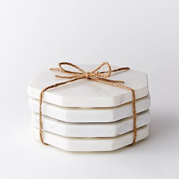 White Marble Octagonal Coasters (Set of 4) | West Elm (US)