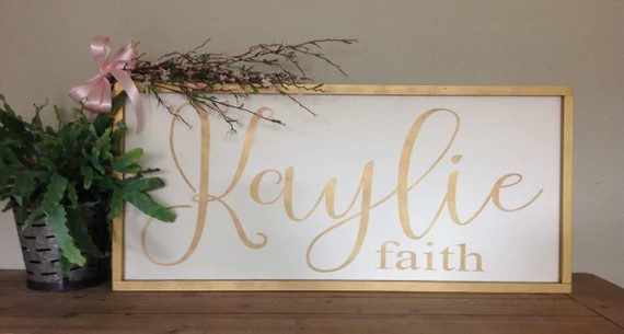 Nursery Name Sign Girl, Above Crib Name, Baby Girl Name Sign, Bedroom Sign, First and Middle Name... | Etsy (US)