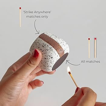 Ceramic Match Holders with Striker - Set of 2 - Candle Accessories - Candle Lover Gifts - Housewa... | Amazon (US)