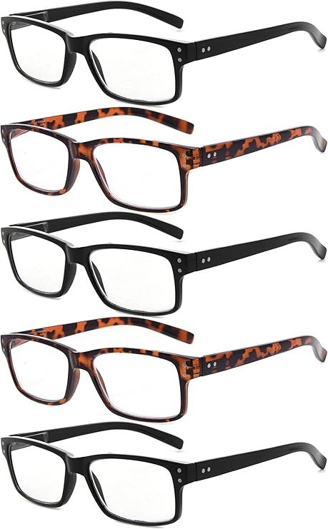 Eyekepper Vintage Mens Reading Glasses-5 Pack(3 Pairs Black and 2 Pairs Tortoise) Glasses for Men... | Amazon (US)