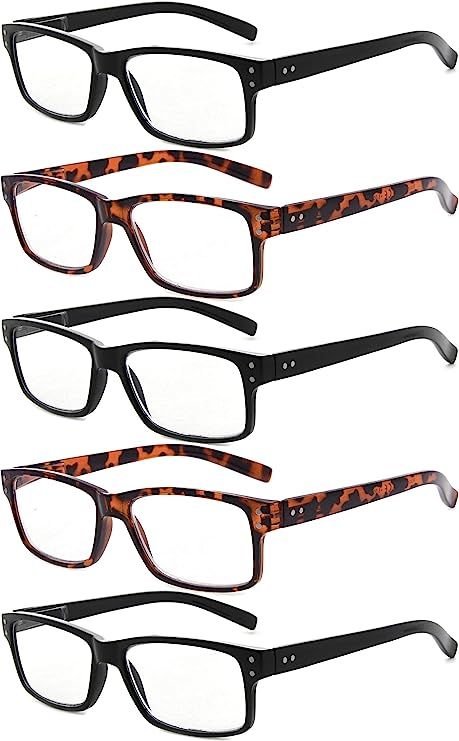 Eyekepper Vintage Mens Reading Glasses-5 Pack(3 Pairs Black and 2 Pairs Tortoise) Glasses for Men... | Amazon (US)