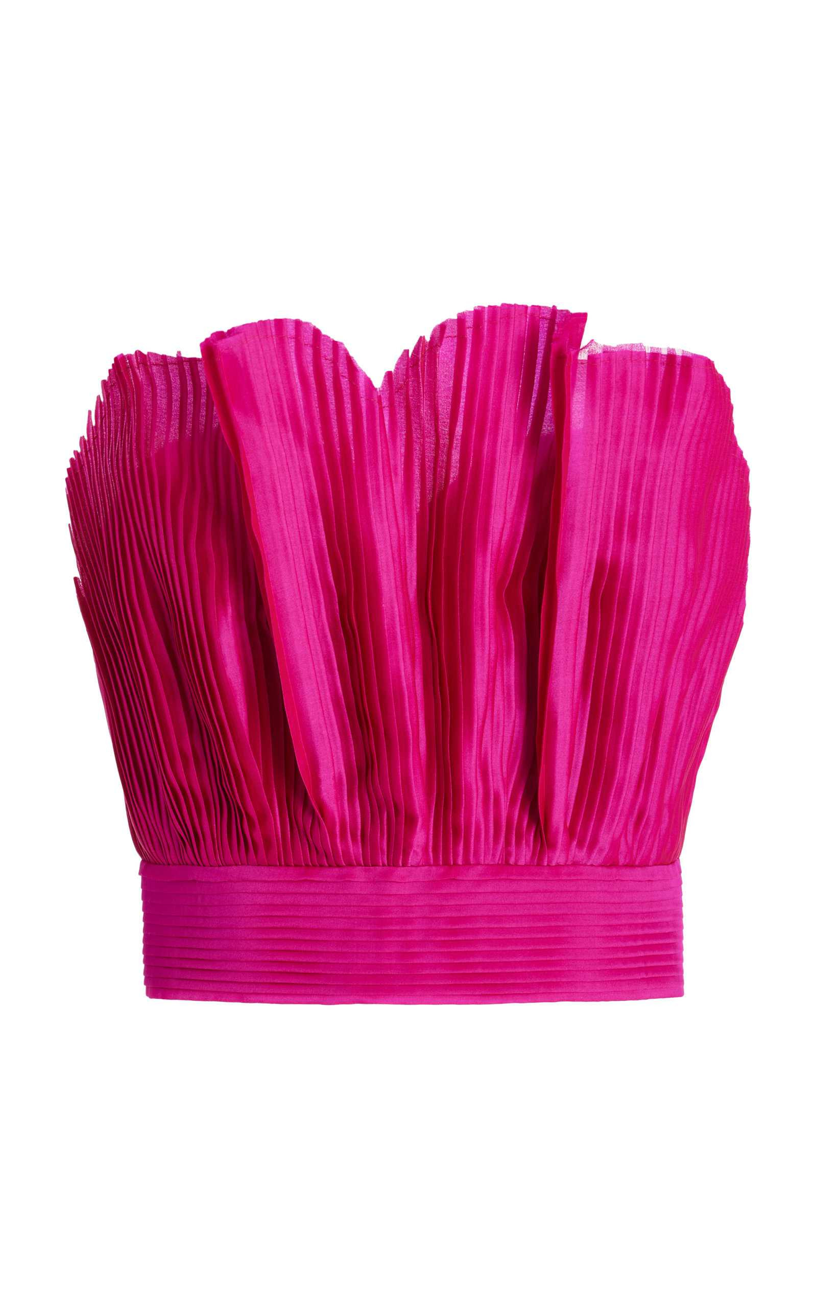 Nasira Pleated Satin-Faced Silk Organza Cropped Top | Moda Operandi (Global)