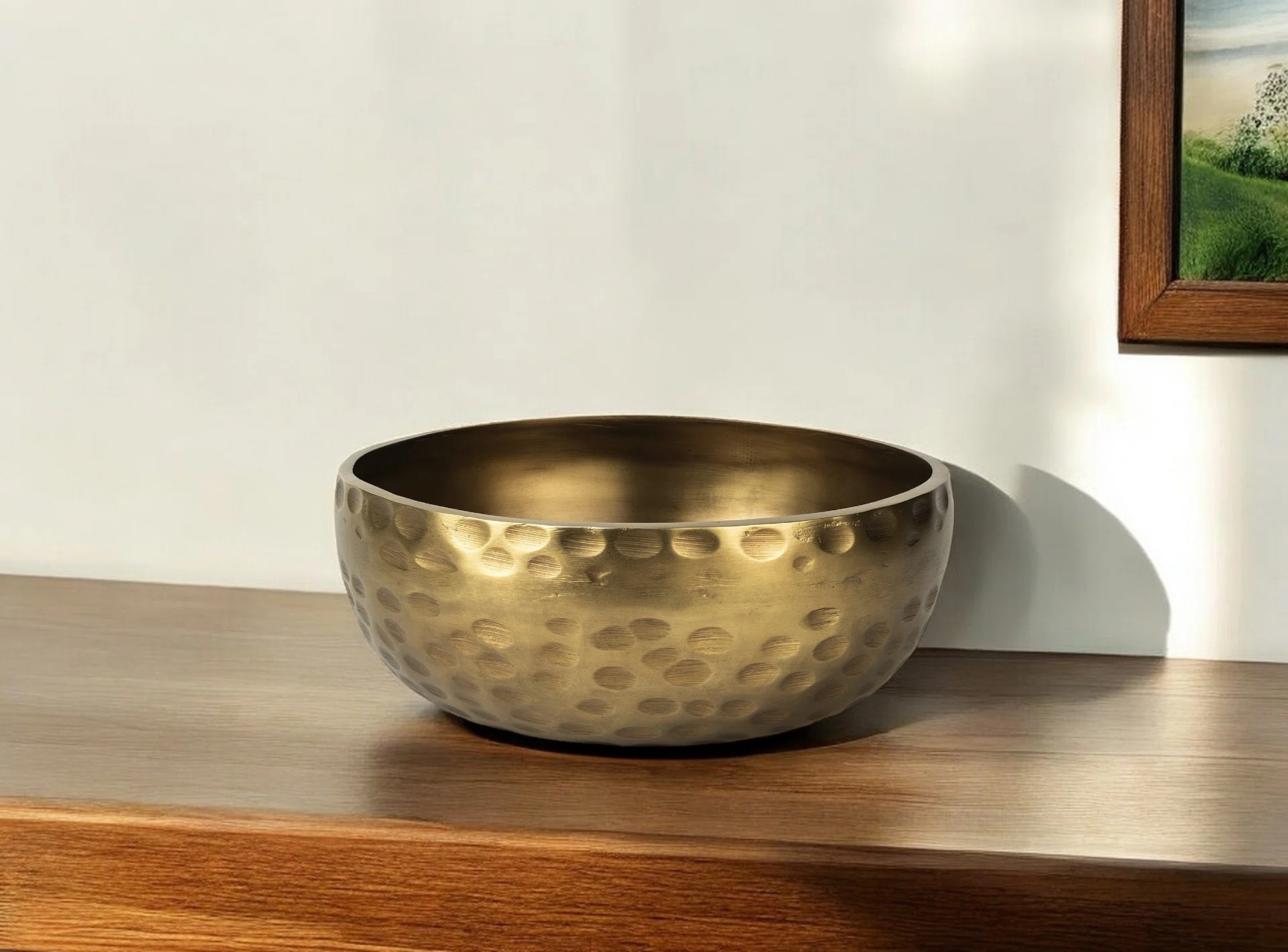 Marsboro 11" Antiqued Brass Hammered Artisan Round Centerpiece Bowl | Wayfair North America