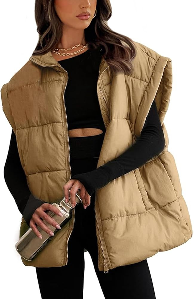 AMEBELLE Women's Oversized Puffer Vest Winter Quilted Lightweight Stand Collar Warm Padded Gilet ... | Amazon (US)
