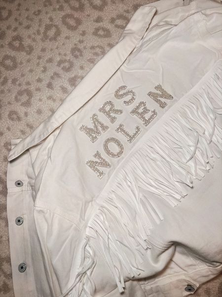 DIY white fringe denim custom bridal jacket!! 

#LTKfindsunder50 #LTKwedding #LTKstyletip