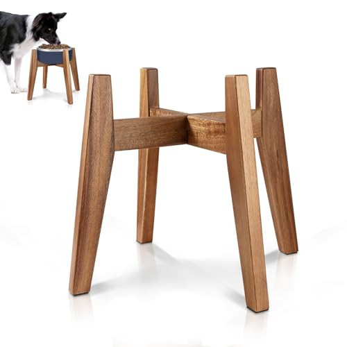 RAINBLELAND Solid Acacia Hardwood Elevated Dog Bowl Stand, Raised Feeder for Medium & Large Dogs, Fits up to 9″ Bowls, Improves Posture and Reduces Neck Strain, Stand Only | Amazon (US)