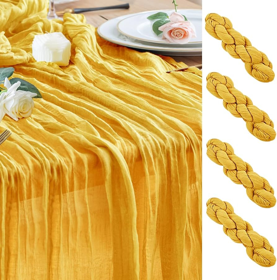 Wokceer Cheesecloth Table Runner 4Pack 10FT Gold Christmas Boho Gauze Fall Cheese Cloth Table Run... | Amazon (US)